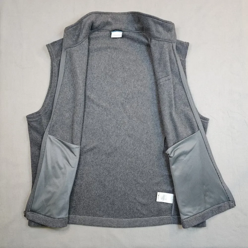 Columbia Fleece Vest Men XL Gray Full Zip with Pockets Active Outerwear